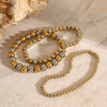 Gold & Silver / 1 Piece Simple Series Casual Beads Stainless Steel  Gold Color Women's Beaded Bracelets-4mm 